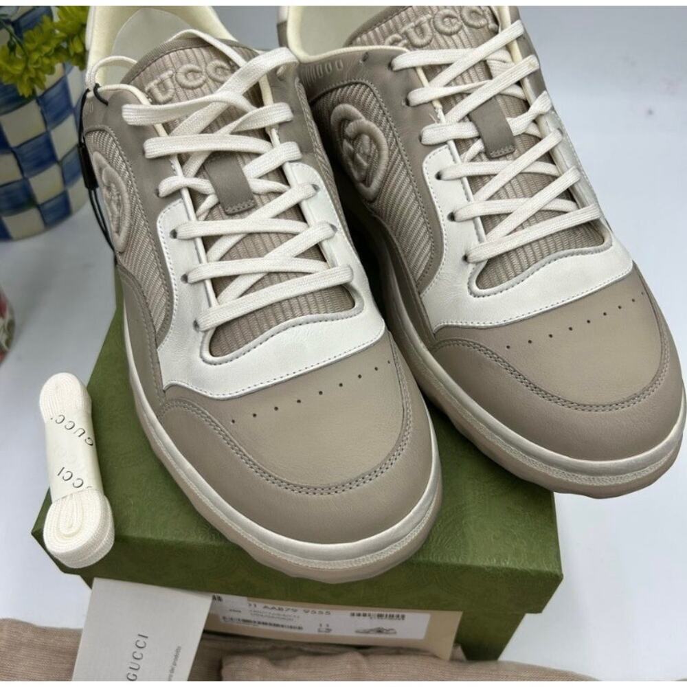 Men's Gucci Mac 80 low top leather sneakers size 11 fits 11.5 US made in Italy - Picture 12 of 14